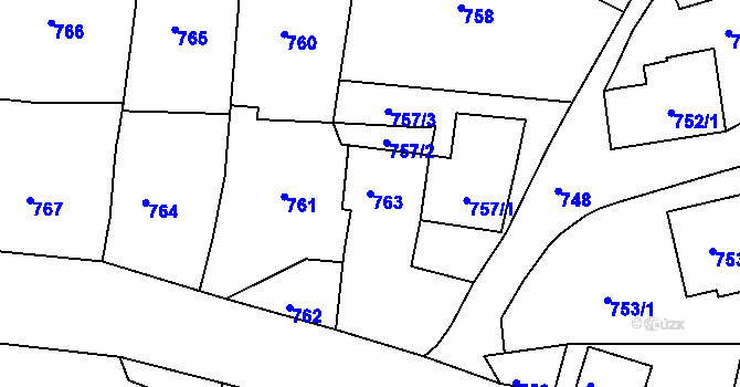 Parcela st. 763 v KÚ Olšová Vrata, Katastrální mapa