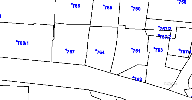 Parcela st. 764 v KÚ Olšová Vrata, Katastrální mapa