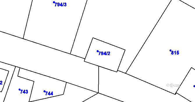 Parcela st. 794/2 v KÚ Olšová Vrata, Katastrální mapa