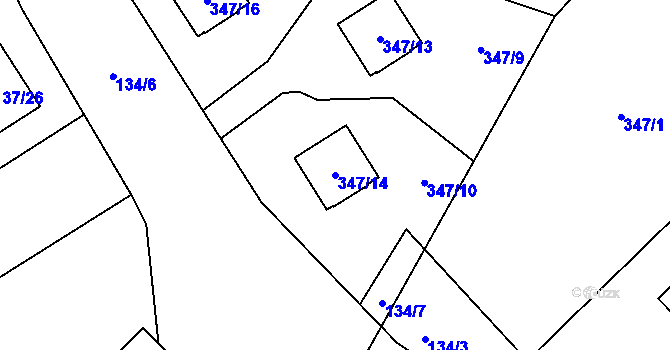 Parcela st. 347/14 v KÚ Olšová Vrata, Katastrální mapa