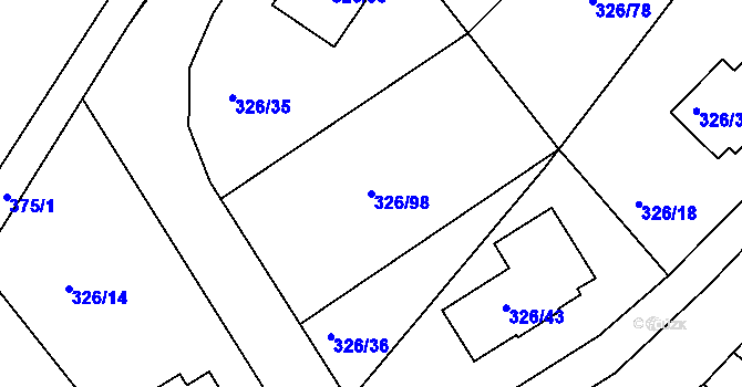 Parcela st. 326/98 v KÚ Olšová Vrata, Katastrální mapa