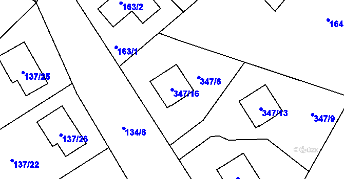 Parcela st. 347/16 v KÚ Olšová Vrata, Katastrální mapa