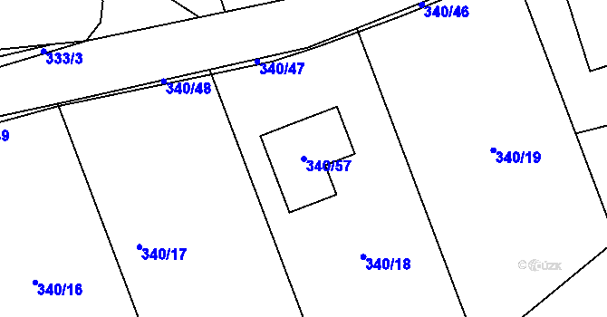 Parcela st. 340/57 v KÚ Olšová Vrata, Katastrální mapa
