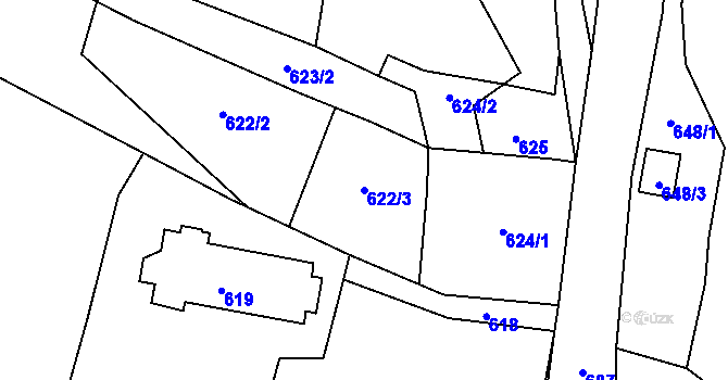 Parcela st. 622/3 v KÚ Olšová Vrata, Katastrální mapa