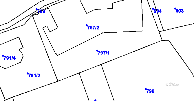 Parcela st. 797/1 v KÚ Olšová Vrata, Katastrální mapa
