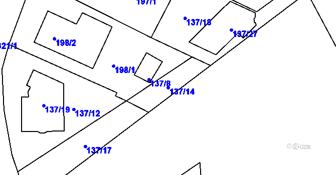 Parcela st. 137/14 v KÚ Olšová Vrata, Katastrální mapa