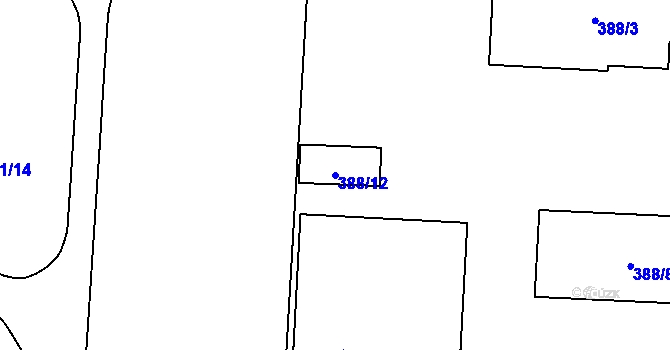 Parcela st. 388/12 v KÚ Olšová Vrata, Katastrální mapa