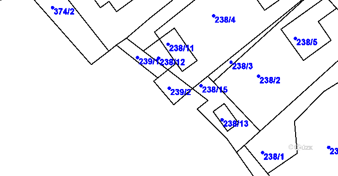 Parcela st. 239/2 v KÚ Olšová Vrata, Katastrální mapa