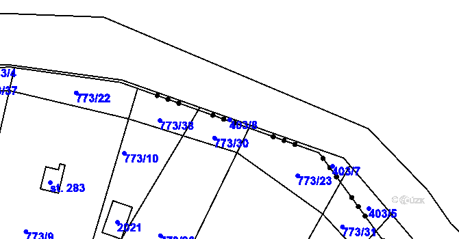 Parcela st. 403/8 v KÚ Březová, Katastrální mapa