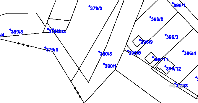 Parcela st. 380/5 v KÚ Březová, Katastrální mapa