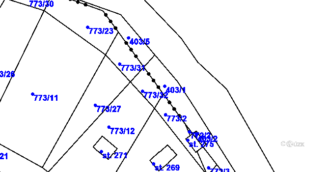 Parcela st. 403/1 v KÚ Březová, Katastrální mapa