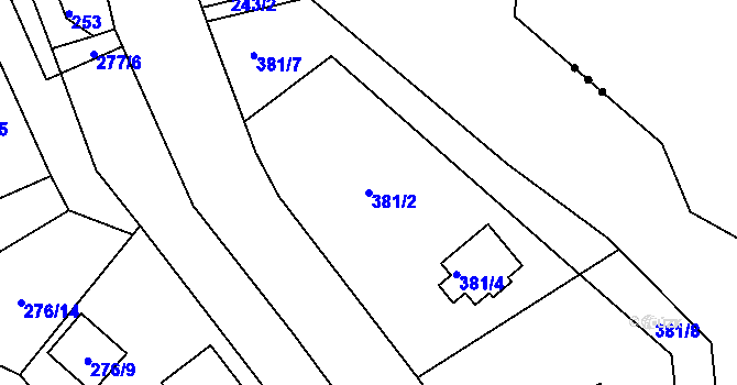 Parcela st. 381/2 v KÚ Březová, Katastrální mapa