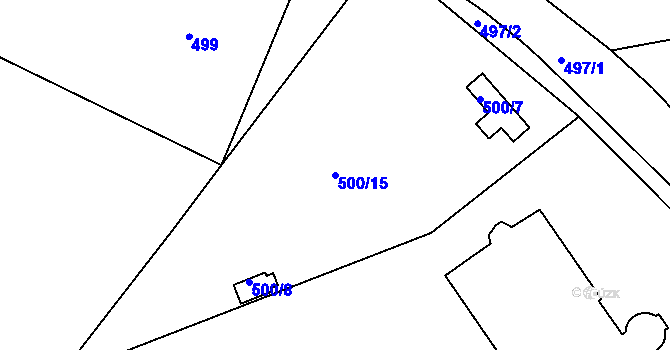 Parcela st. 500/15 v KÚ Březová, Katastrální mapa