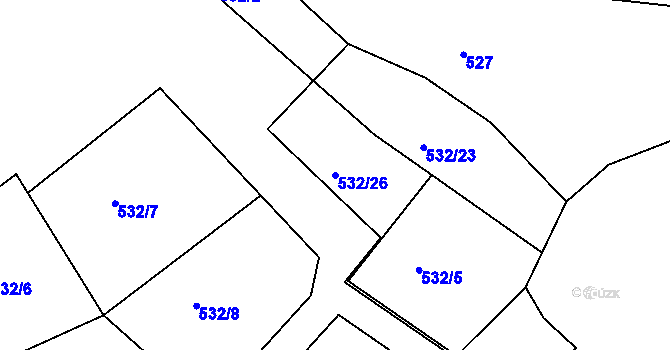 Parcela st. 532/26 v KÚ Březová, Katastrální mapa