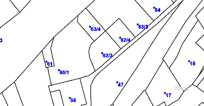 Parcela st. 62/3 v KÚ Březová, Katastrální mapa