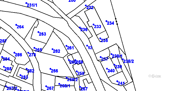 Parcela st. 12 v KÚ Březová, Katastrální mapa
