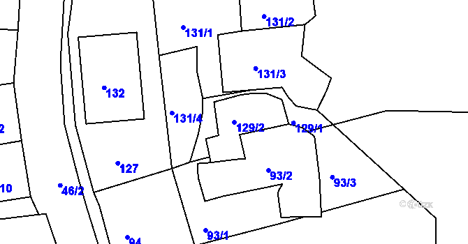 Parcela st. 129/2 v KÚ Březová, Katastrální mapa