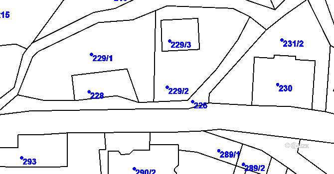 Parcela st. 229/2 v KÚ Březová, Katastrální mapa