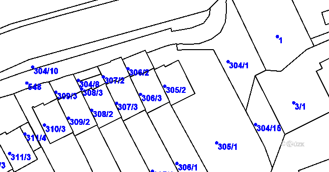 Parcela st. 305/2 v KÚ Březová, Katastrální mapa