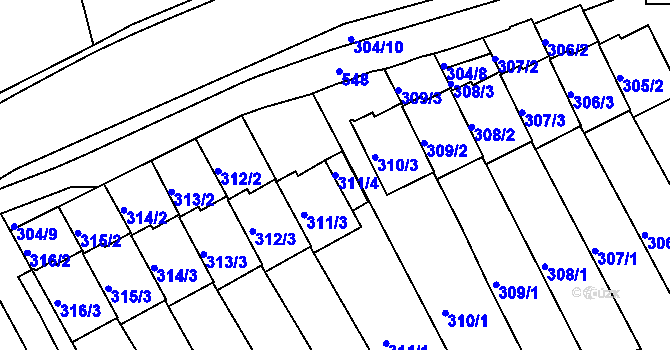 Parcela st. 311/4 v KÚ Březová, Katastrální mapa