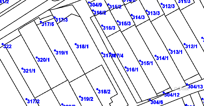 Parcela st. 317/1 v KÚ Březová, Katastrální mapa