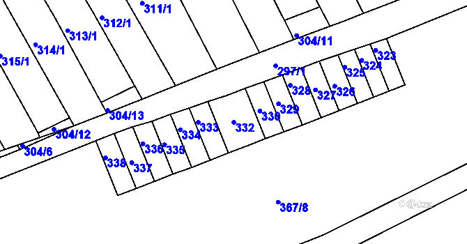 Parcela st. 332 v KÚ Březová, Katastrální mapa
