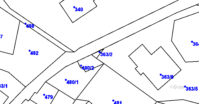 Parcela st. 363/2 v KÚ Březová, Katastrální mapa