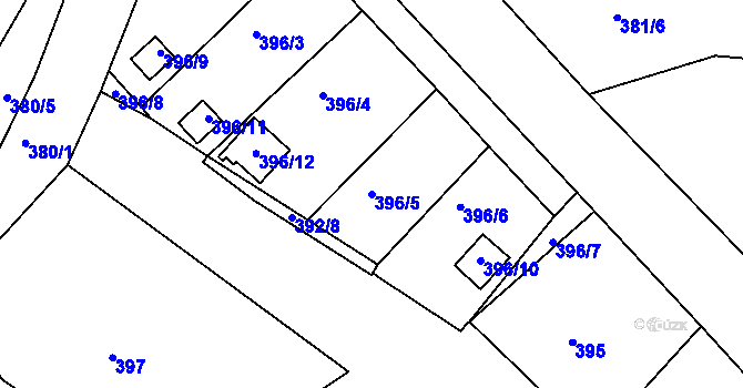 Parcela st. 396/5 v KÚ Březová, Katastrální mapa
