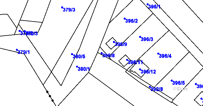 Parcela st. 396/8 v KÚ Březová, Katastrální mapa