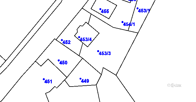 Parcela st. 453/3 v KÚ Březová, Katastrální mapa