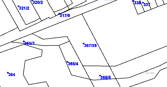 Parcela st. 367/28 v KÚ Březová, Katastrální mapa