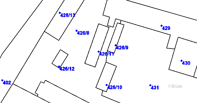 Parcela st. 426/11 v KÚ Březová, Katastrální mapa