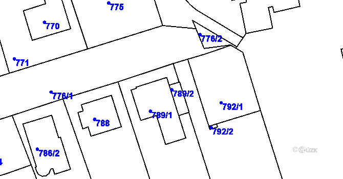 Parcela st. 789/2 v KÚ Drahovice, Katastrální mapa