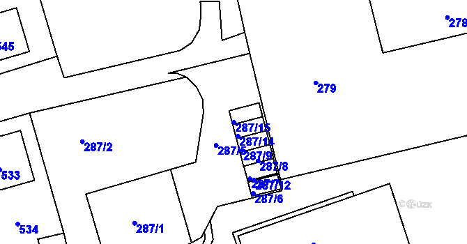 Parcela st. 287/15 v KÚ Drahovice, Katastrální mapa