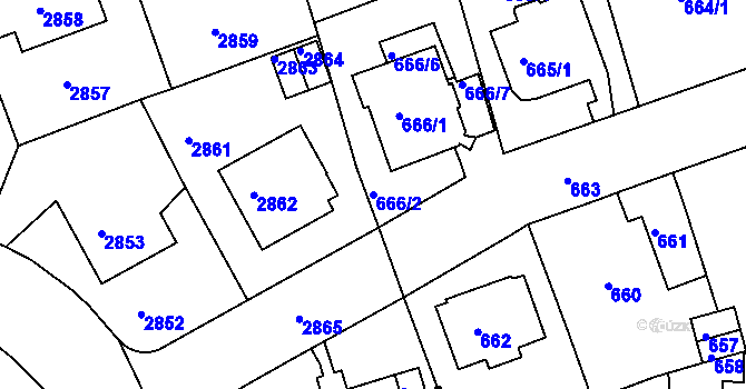 Parcela st. 666/2 v KÚ Drahovice, Katastrální mapa