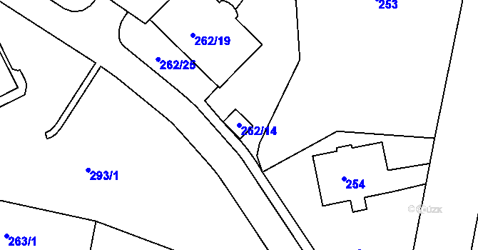 Parcela st. 262/14 v KÚ Drahovice, Katastrální mapa