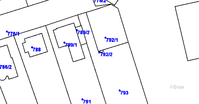 Parcela st. 792/2 v KÚ Drahovice, Katastrální mapa