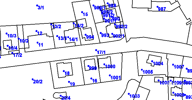 Parcela st. 17/1 v KÚ Drahovice, Katastrální mapa