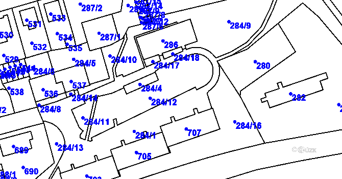 Parcela st. 284/1 v KÚ Drahovice, Katastrální mapa