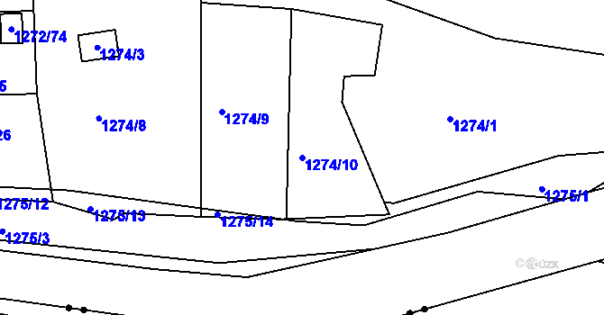 Parcela st. 1274/10 v KÚ Drahovice, Katastrální mapa