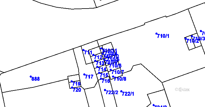 Parcela st. 710/10 v KÚ Drahovice, Katastrální mapa