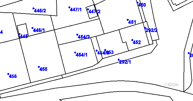 Parcela st. 454/3 v KÚ Drahovice, Katastrální mapa
