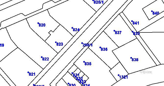 Parcela st. 298/1 v KÚ Drahovice, Katastrální mapa