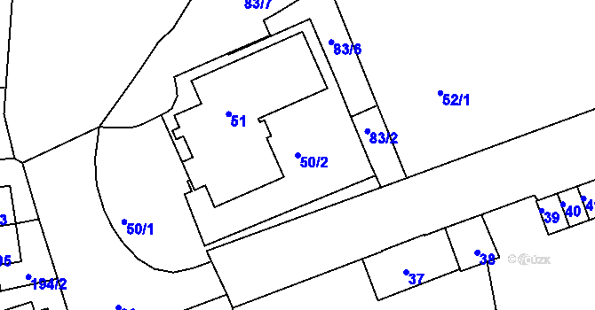 Parcela st. 50/2 v KÚ Drahovice, Katastrální mapa