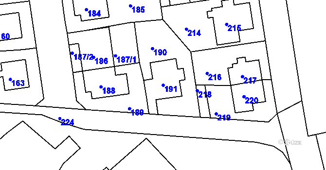 Parcela st. 191 v KÚ Drahovice, Katastrální mapa