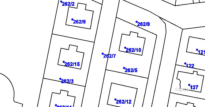 Parcela st. 262/7 v KÚ Drahovice, Katastrální mapa