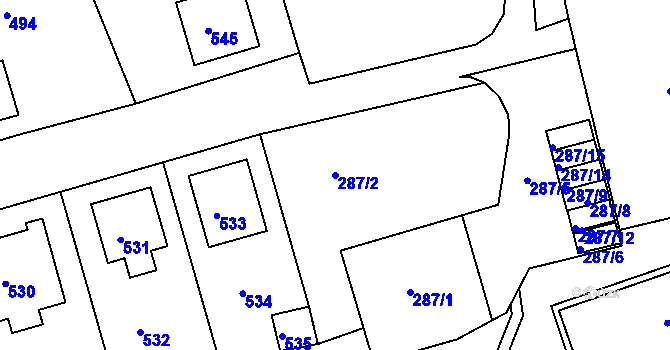 Parcela st. 287/2 v KÚ Drahovice, Katastrální mapa