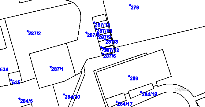 Parcela st. 287/6 v KÚ Drahovice, Katastrální mapa