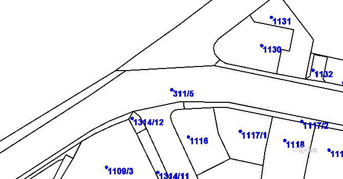 Parcela st. 311/5 v KÚ Drahovice, Katastrální mapa