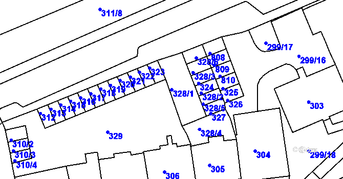 Parcela st. 328/1 v KÚ Drahovice, Katastrální mapa